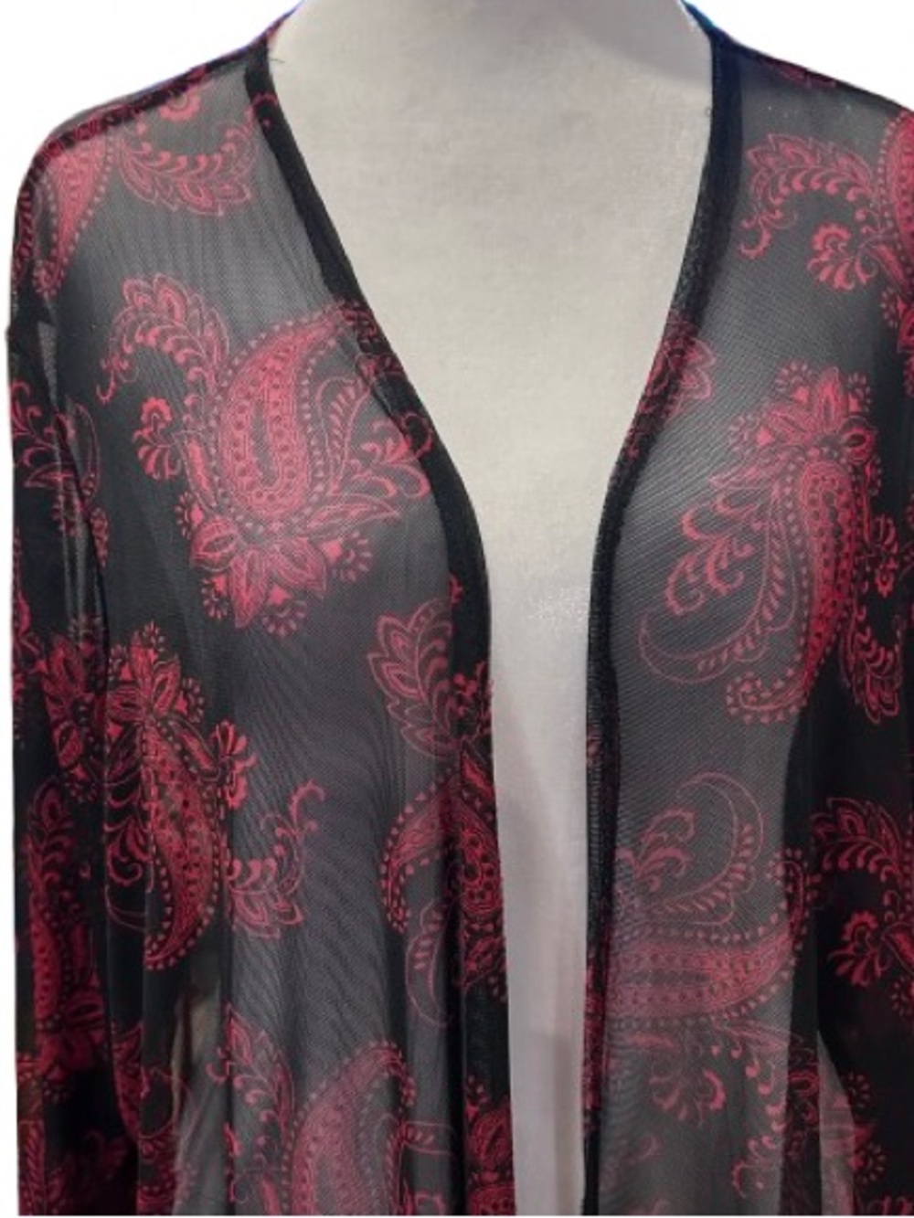 Vintage 90s Sheer Paisley Mesh Duster Phoebe Buffay Vamp Boho Kimono Size XL